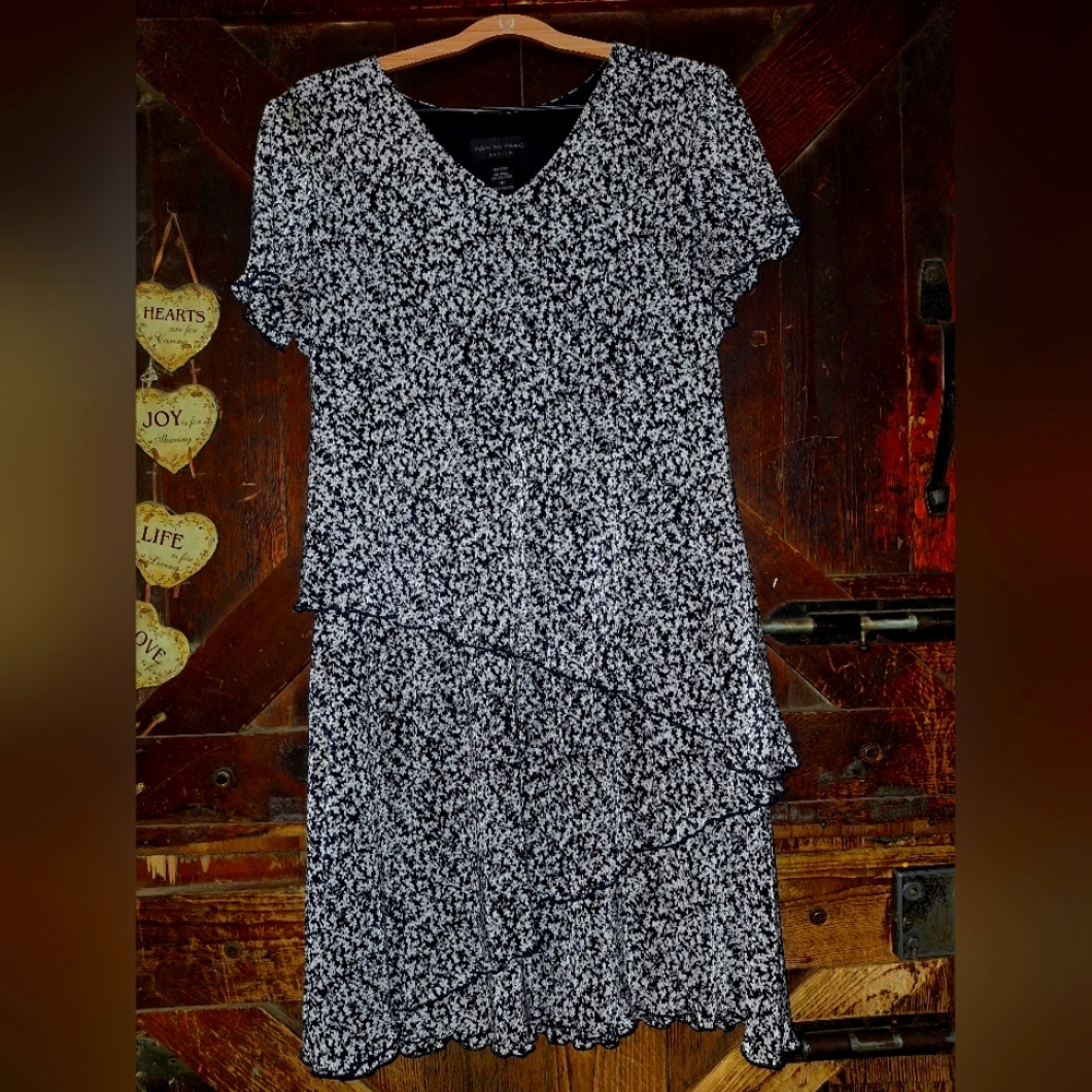 Floral Black and White Dress